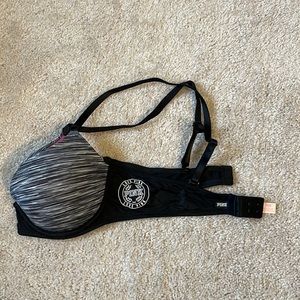 Victorias Secret Pink bra, black/white breast and black straps, 34B
